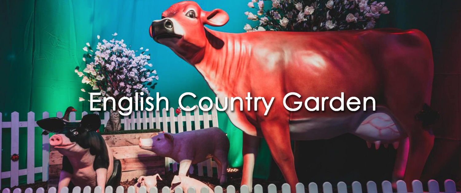 English country garden prop hire themed events