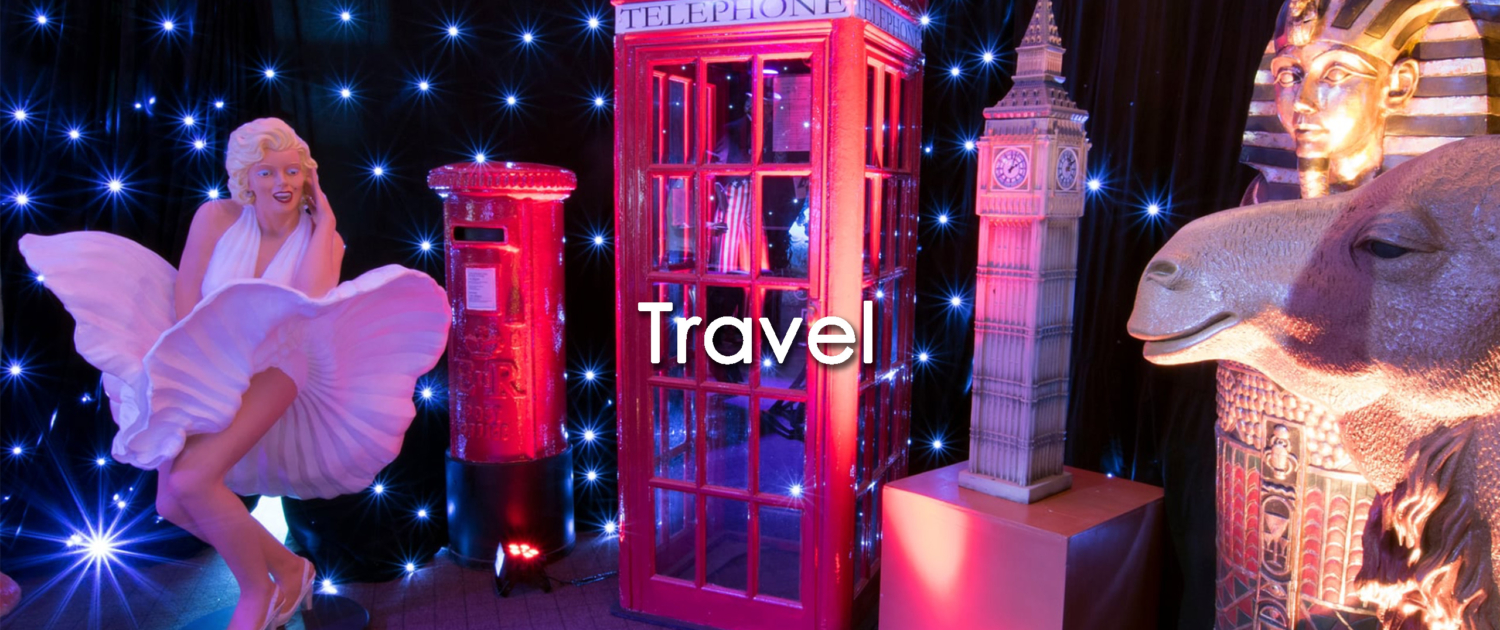 travel prop hire themed events