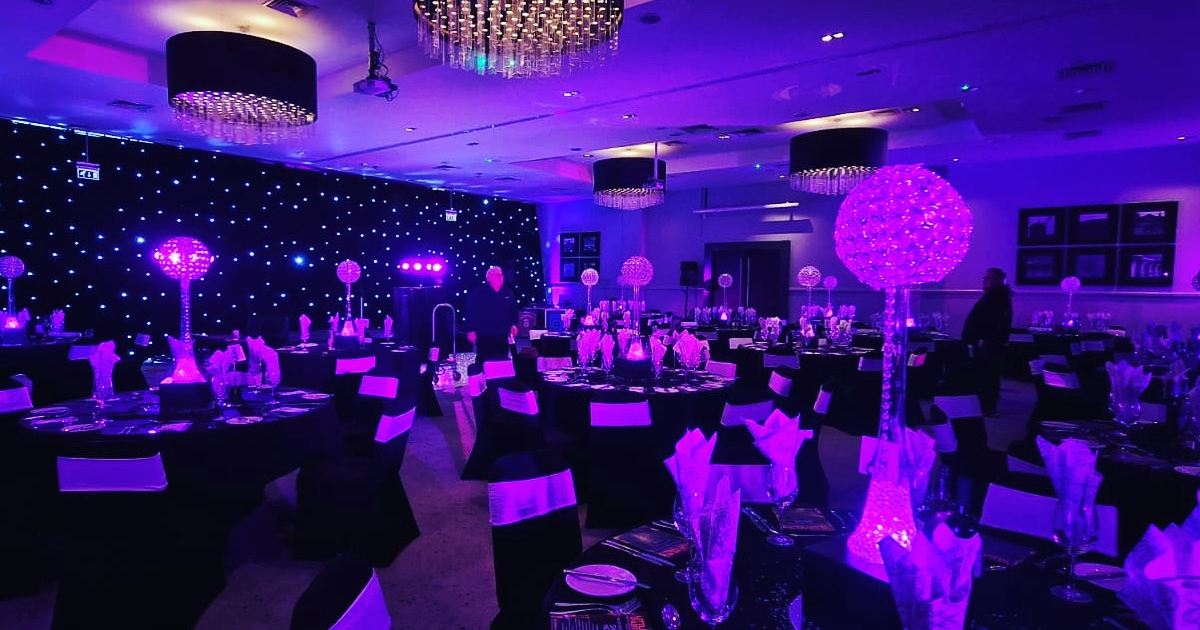 gala dinner theming dressing table centre linen hire